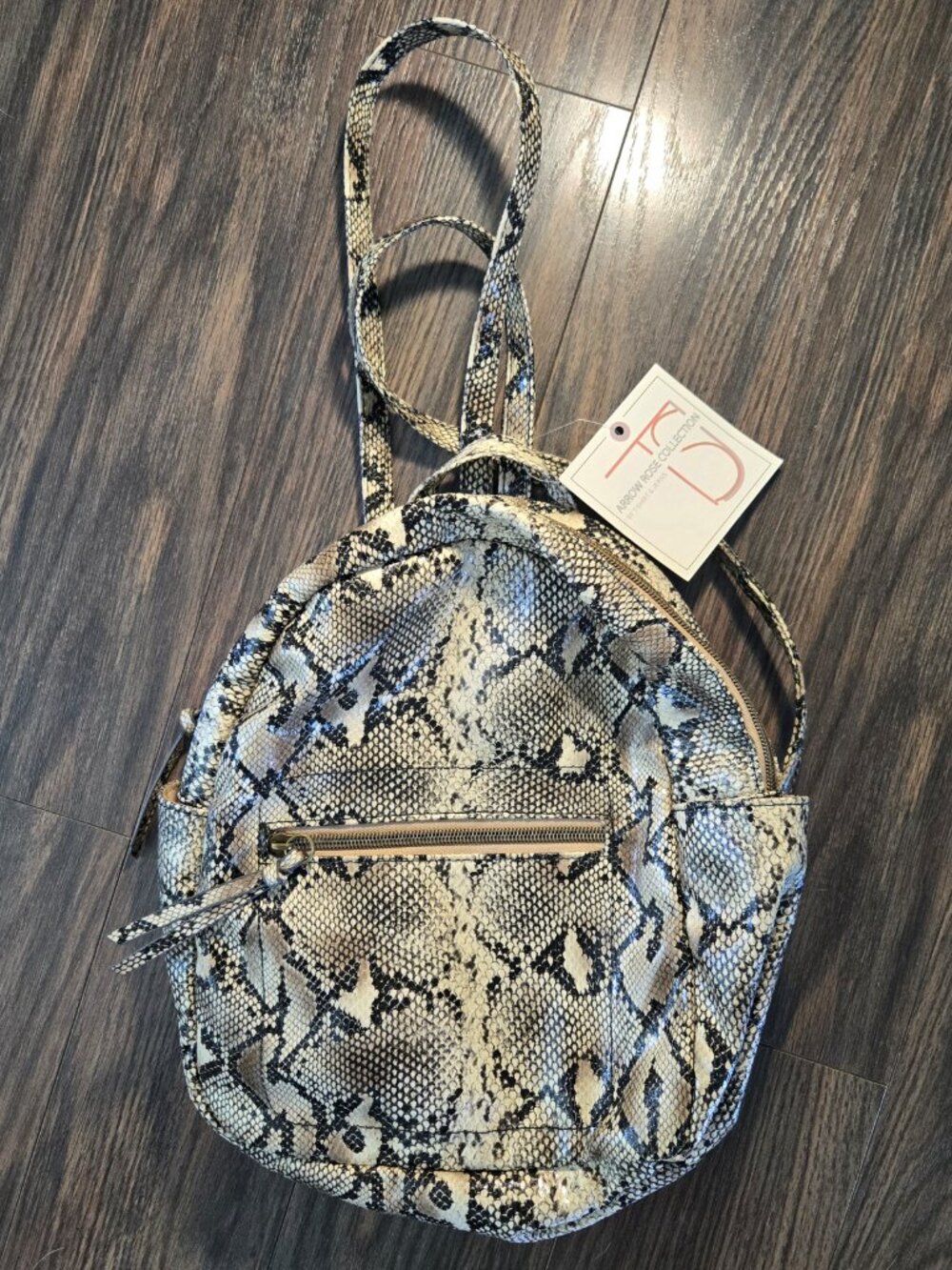 ARROW ROSE COLLECTION Faux Snakeskin PETA Approved Backpack Bag NWT